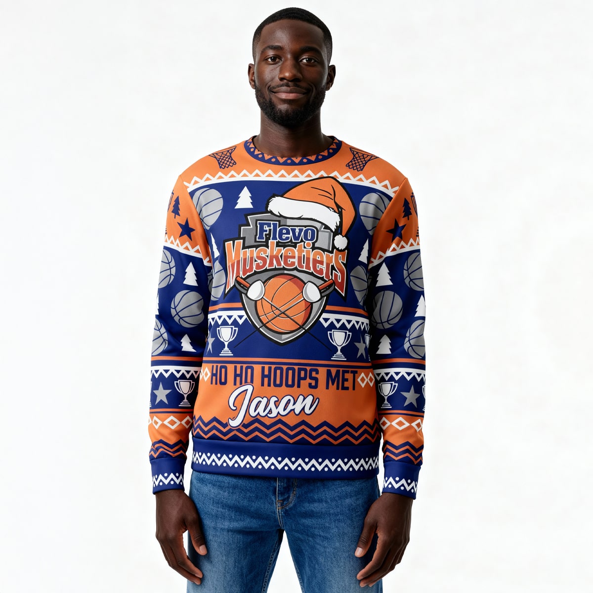 Musketiers Ho Ho Hoops Kerst Sweatshirt - Unisex